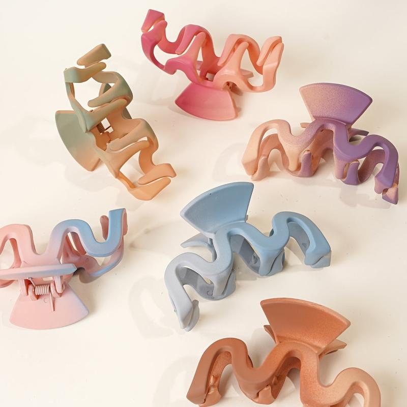 6pcs Wavy Hair Claw Clip Non Slip Grip Hair Jaw Clip For Thick Hair