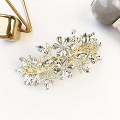 Crystal Flower Barrette Glitter Hair Clip French Barrette Bridal Hair Accessorie