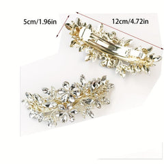 Crystal Flower Barrette Glitter Hair Clip French Barrette Bridal Hair Accessorie
