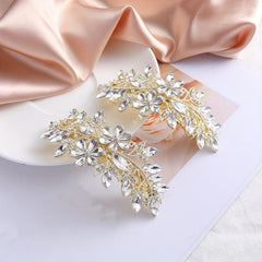 Crystal Flower Barrette Glitter Hair Clip French Barrette Bridal Hair Accessorie