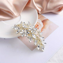 Crystal Flower Barrette Glitter Hair Clip French Barrette Bridal Hair Accessorie