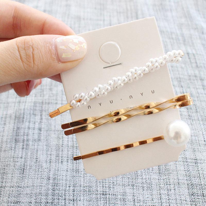 Pearl Bangs Hair Clip Barrette Bobby Pin Metal Accessory