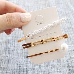 Pearl Bangs Hair Clip Barrette Bobby Pin Metal Accessory