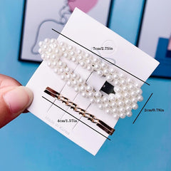 Pearl Bangs Hair Clip Barrette Bobby Pin Metal Accessory