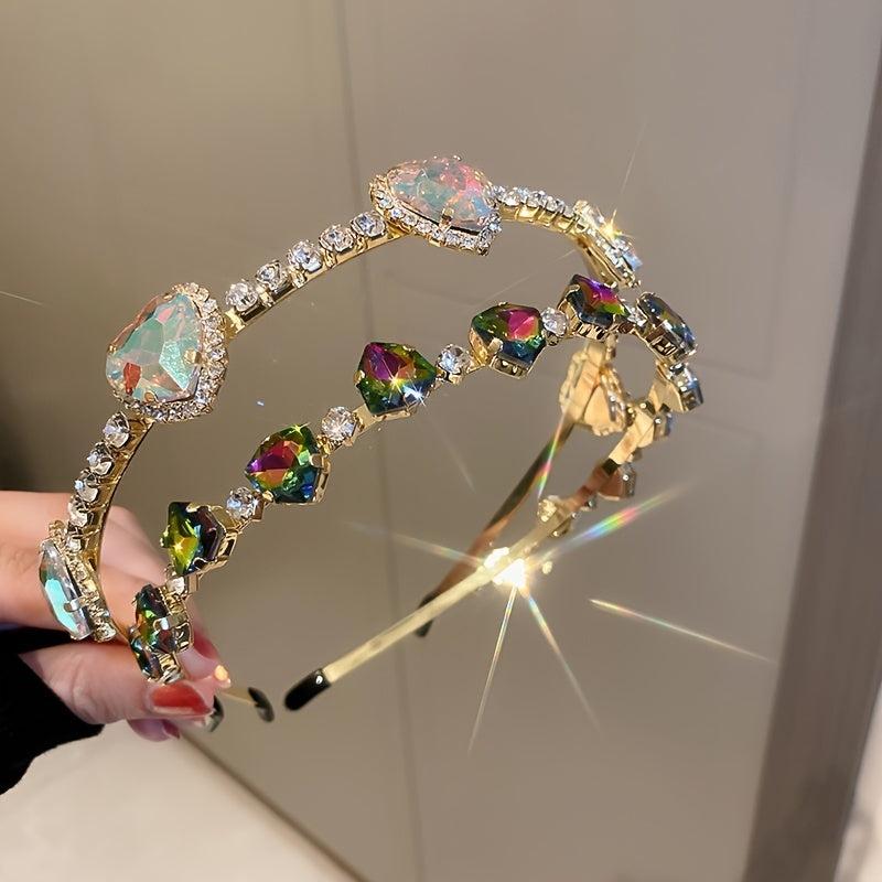 Colorful Rhinestone Hairband Non Slip Glitter Headband for Women Girls