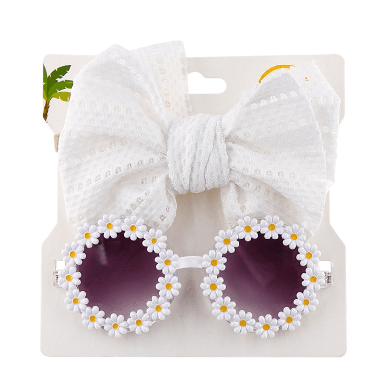 2Pcs Kids Sunglasses Headband Set Baby Sun Glasses Bohemia Beach Seaside