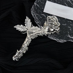 Metal Rose Hair Claw Clip Silver