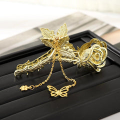 Metal Rose Hair Claw Clip Silver