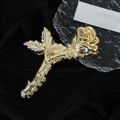 Metal Rose Hair Claw Clip Silver