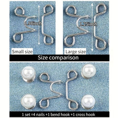 Pearl Metal Pants Buttons Pins For Clothing Jeans Adjustments