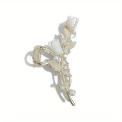 Tulip Ginkgo Faux Pearl Metal Hair Claw Clip Flower Hair Jaw Clips