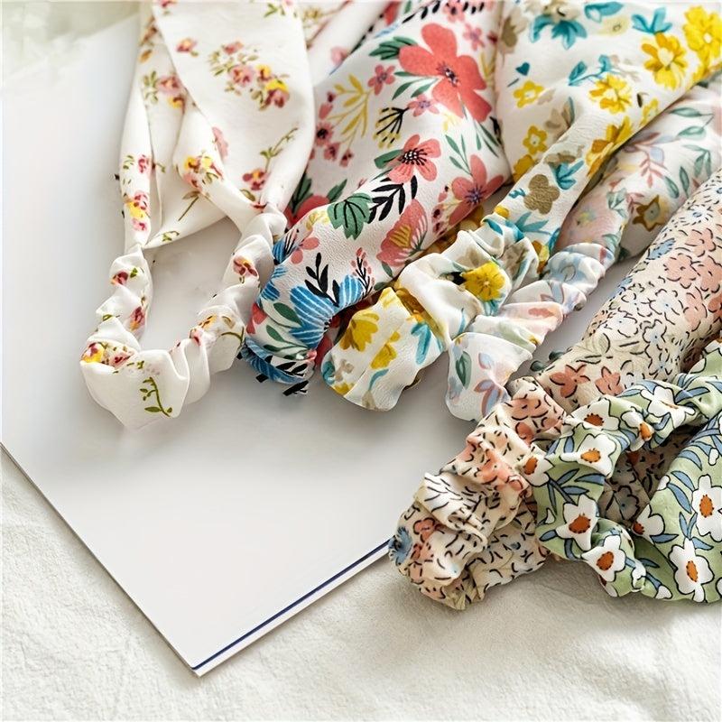 Pastoral Floral Bandana Elastic Triangle Scarf Hair Accessories