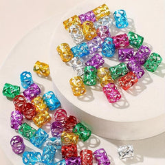 60pcs Colorful Hollowed Hair Tie High Elasticity Rubber Band for Girls and Women