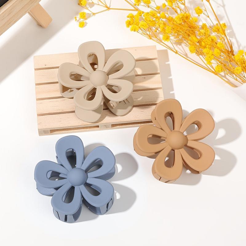 4pcs Matte Flower Claw Hair Clips for Thick Hair