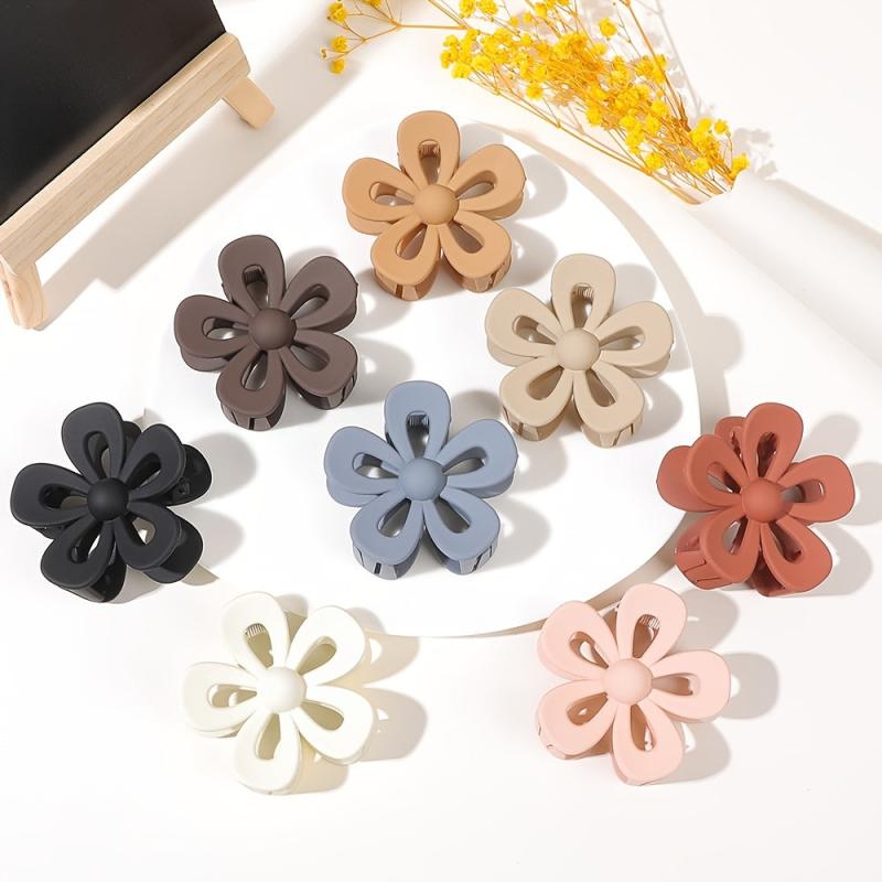4pcs Matte Flower Claw Hair Clips for Thick Hair