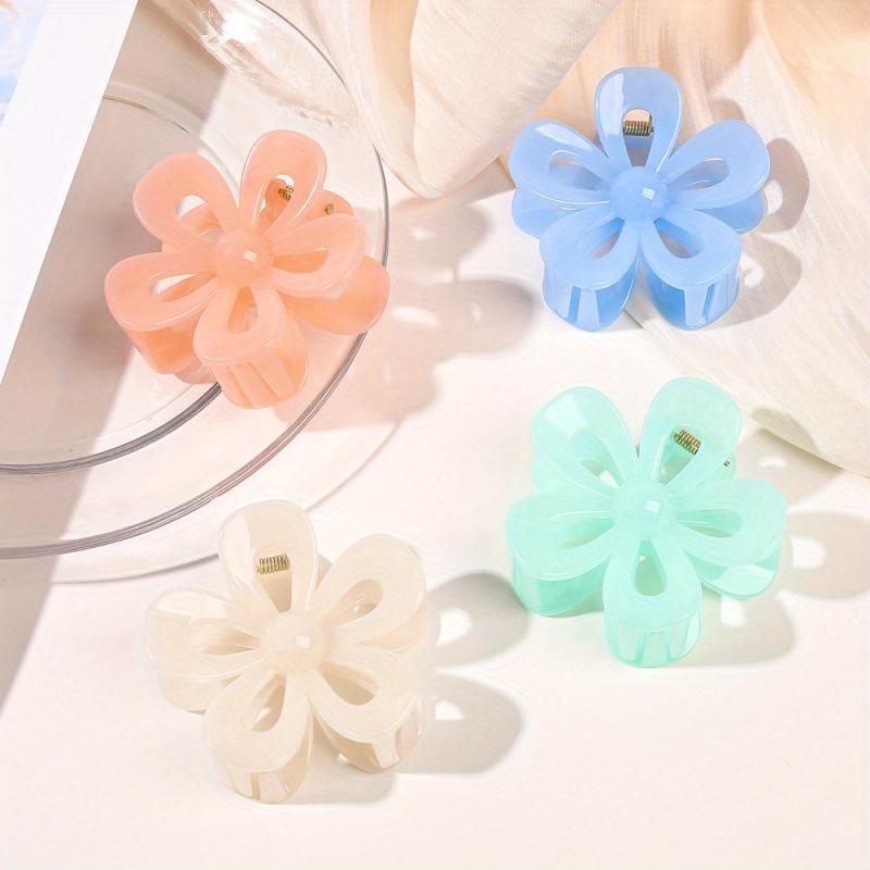 4pcs Matte Flower Claw Hair Clips for Thick Hair