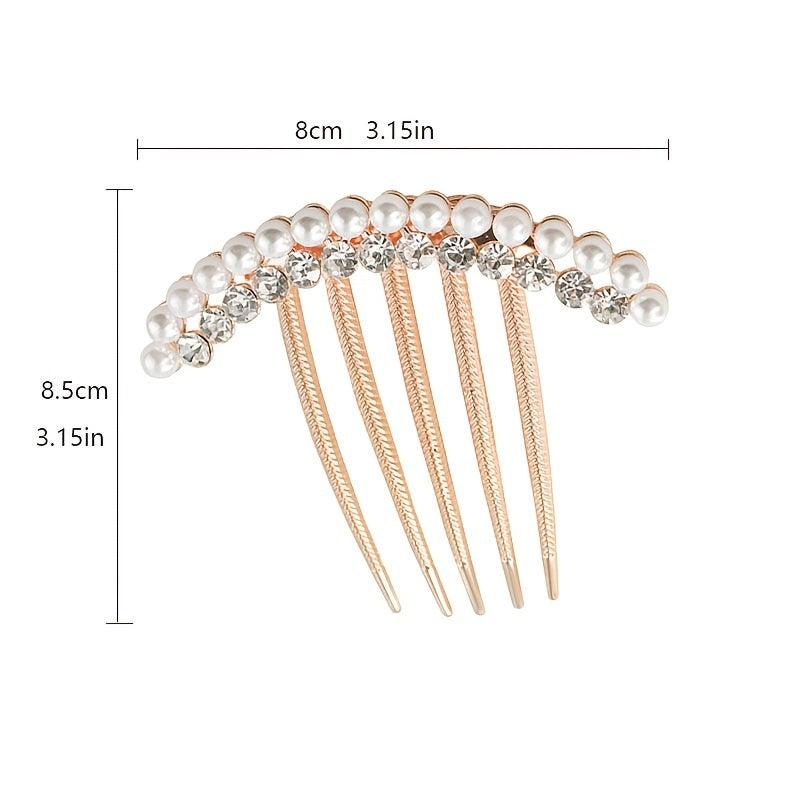 Faux Pearl Rhinestone Hair Comb Hairpin Party Favor Decor