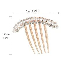 Faux Pearl Rhinestone Hair Comb Hairpin Party Favor Decor