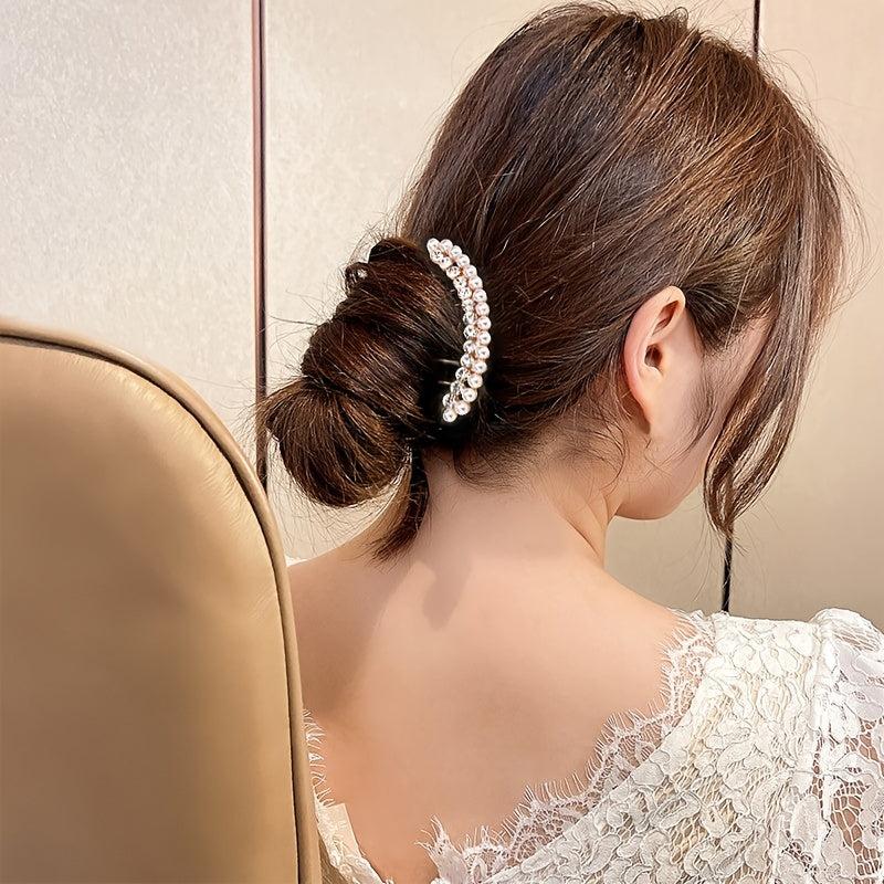 Faux Pearl Rhinestone Hair Comb Hairpin Party Favor Decor