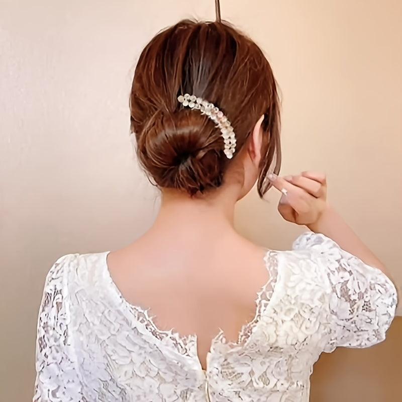 Faux Pearl Rhinestone Hair Comb Hairpin Party Favor Decor