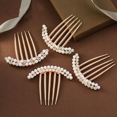 Faux Pearl Rhinestone Hair Comb Hairpin Party Favor Decor