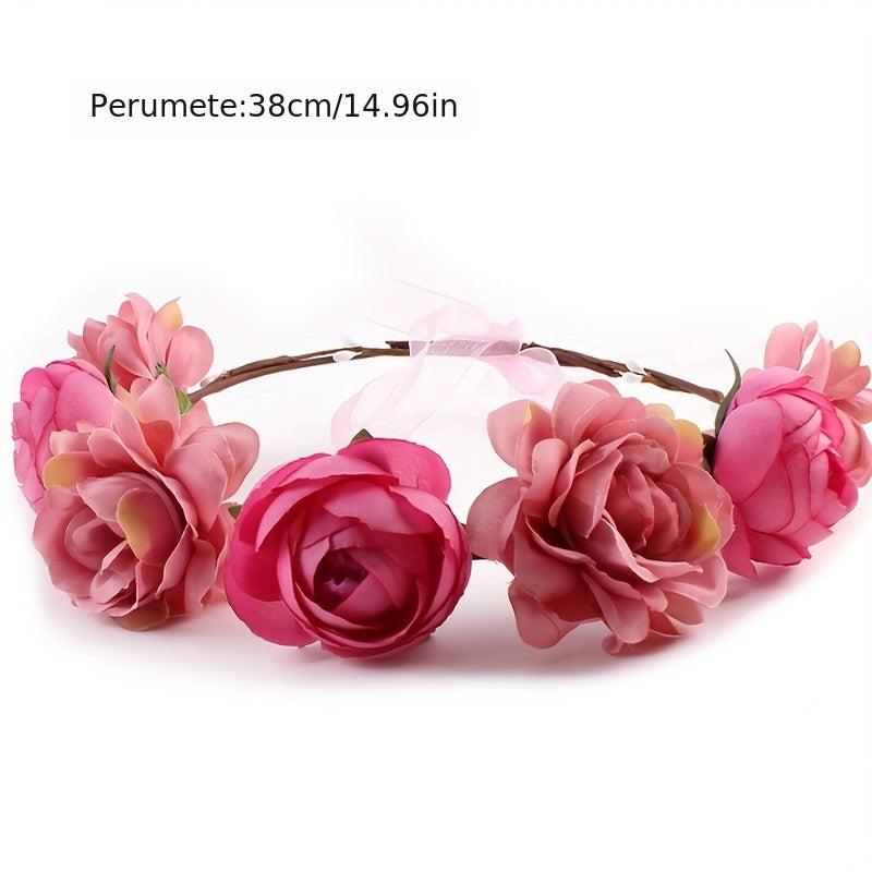 Flower Crown Rose Garland Headband Wreath Floral Headpiece