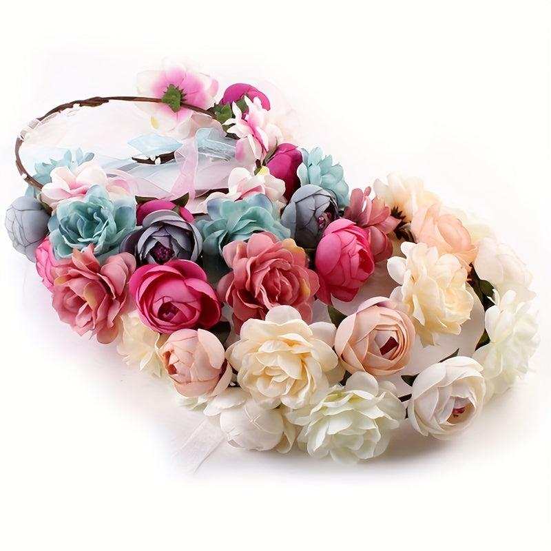 Flower Crown Rose Garland Headband Wreath Floral Headpiece