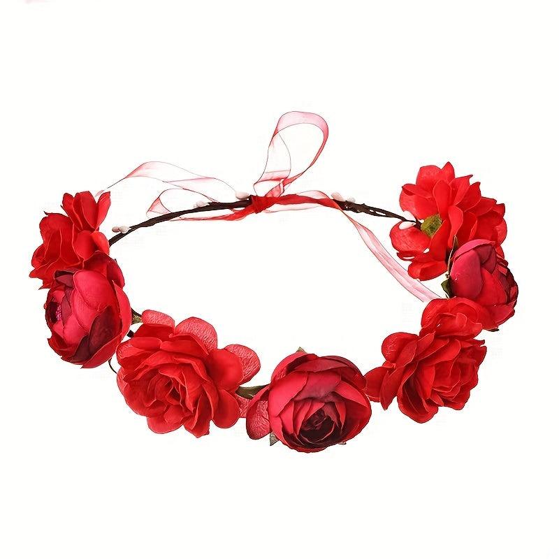 Flower Crown Rose Garland Headband Wreath Floral Headpiece