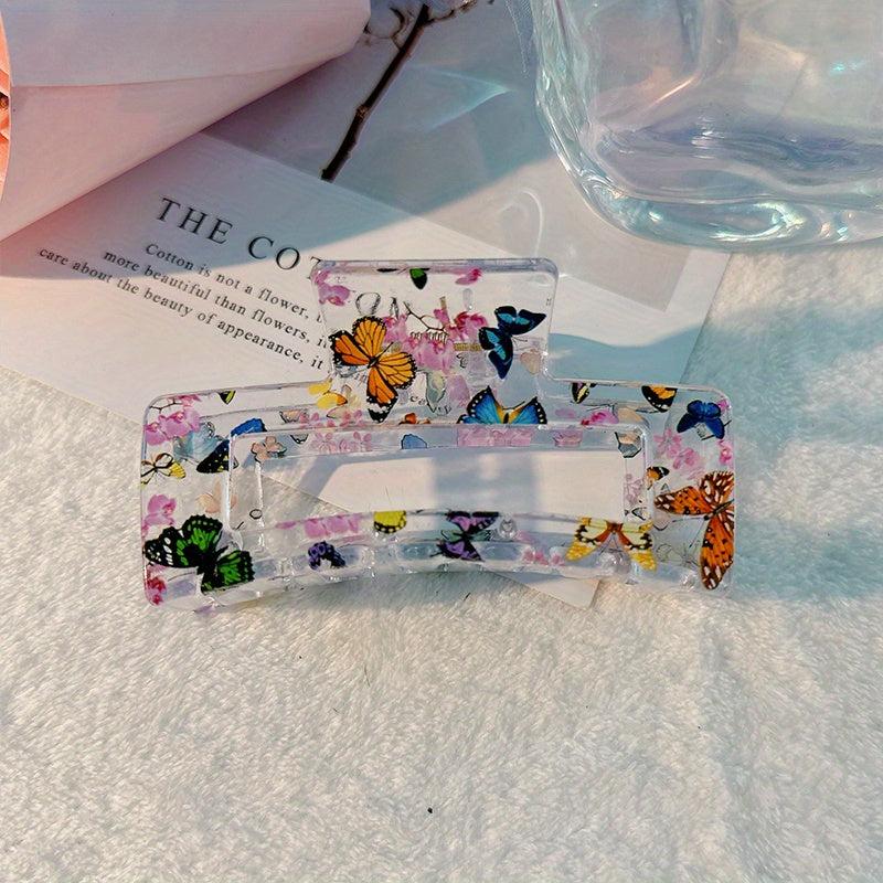 Y2K Acrylic Flower Hair Claw Clip Clear Hair Clamp Clip