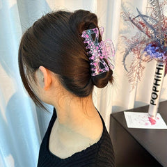 Y2K Acrylic Flower Hair Claw Clip Clear Hair Clamp Clip