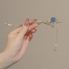 Vintage Chinese Style Plum Blossom Tassel Hair Pin Hanfu Cheongsam Accessories