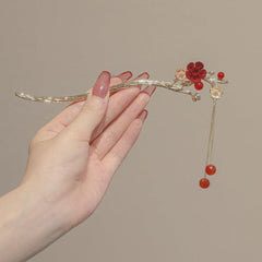 Vintage Chinese Style Plum Blossom Tassel Hair Pin Hanfu Cheongsam Accessories