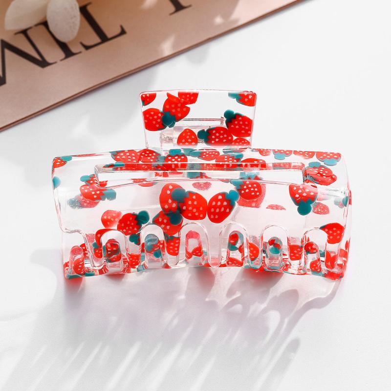 Square Strawberry Hair Clip Hair Claw Clip for Women