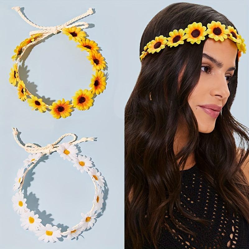 Sun Flower Wreath Headband Small Daisy Seaside Style Hair Accessory