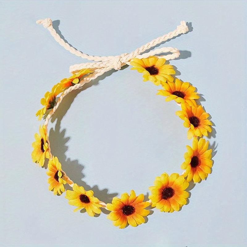 Sun Flower Wreath Headband Small Daisy Seaside Style Hair Accessory