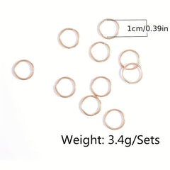10 Pcs Circle Hair Ring Set Metal Clips Hair Decorative Accessories