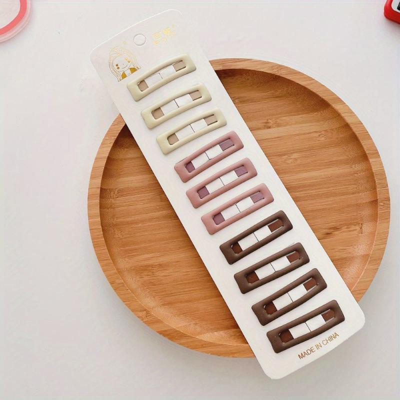 10pcs Macaroon Snap Hair Clips Non Slip Hair Accessory