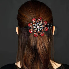 Crystal Rhinestone Barrettes Flower Hair Clips for Women and Girls