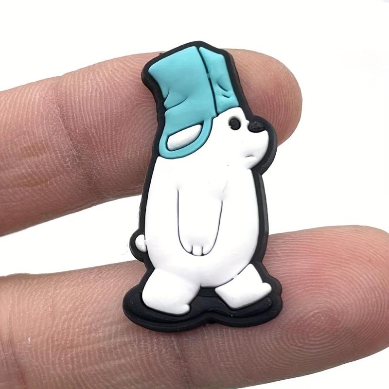 10Pcs Bear Cartoon Shoe Charms for Clogs Birthday Decorations