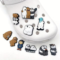 10Pcs Bear Cartoon Shoe Charms for Clogs Birthday Decorations