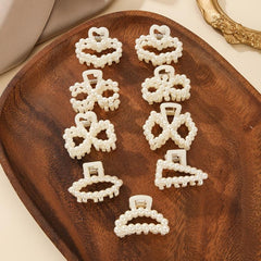 9pcs Set Small Hair Claw Bowknot Faux Pearl Clip Hair Accessories for Women