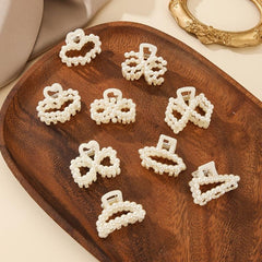 9pcs Set Small Hair Claw Bowknot Faux Pearl Clip Hair Accessories for Women