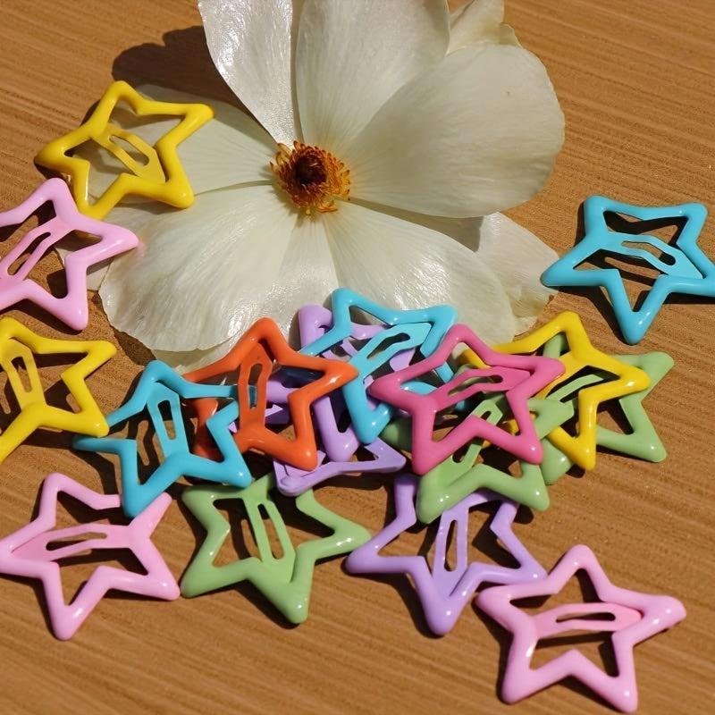 Set of 20 Solid Star Hair Clips for Girls