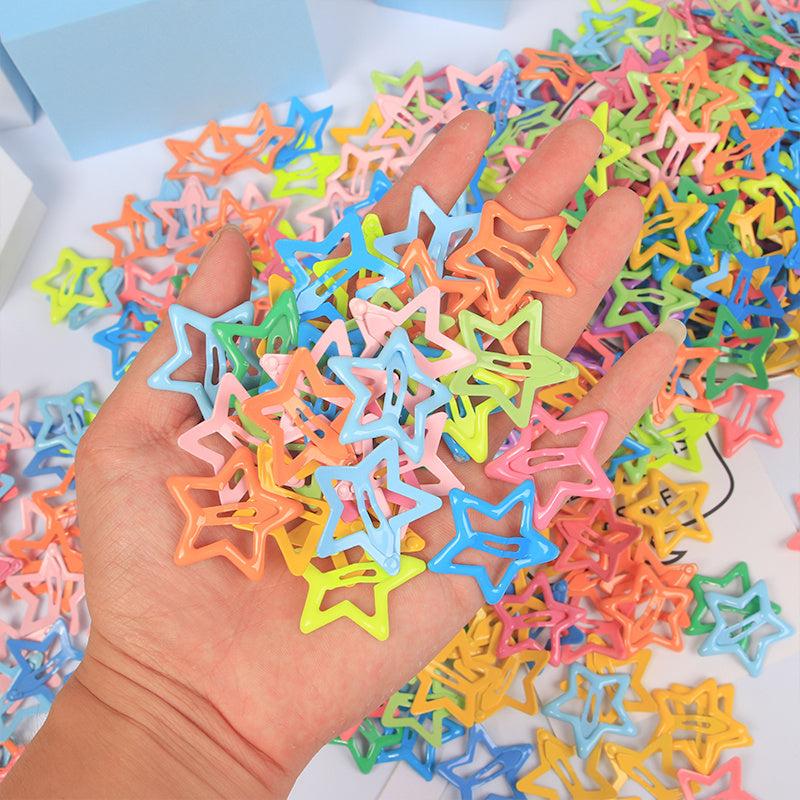 Set of 20 Solid Star Hair Clips for Girls
