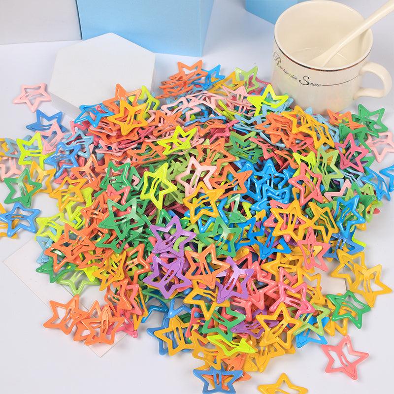 Set of 20 Solid Star Hair Clips for Girls