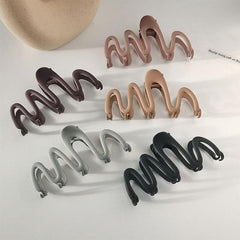 Geometric Wave Line Hair Claw Clip for Thick Hair