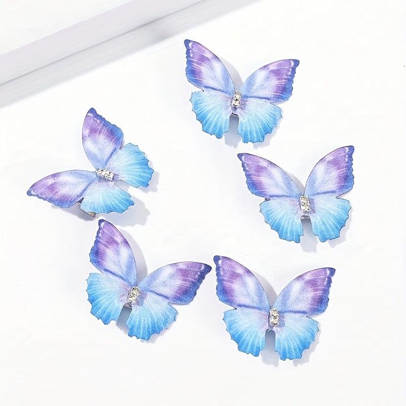 5pcs Colorful Butterfly Hair Clip Side Hair Bang Braids Women Girls Sweet Clip