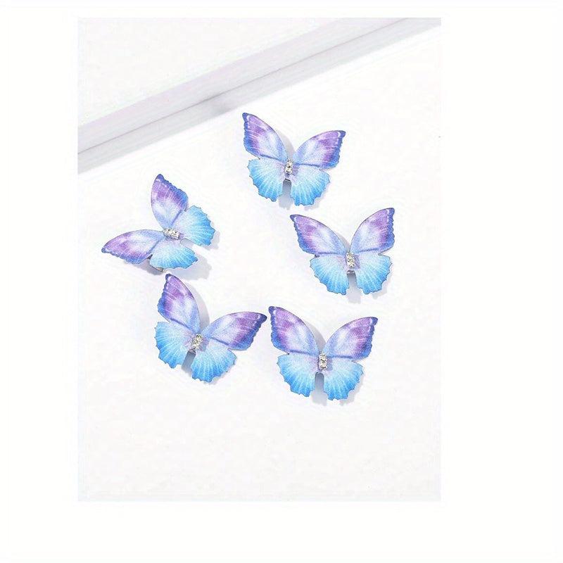 5pcs Colorful Butterfly Hair Clip Side Hair Bang Braids Women Girls Sweet Clip
