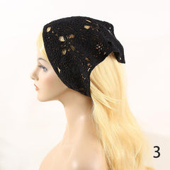 Women Triangle Head Band Scarf Crochet Hair Bandanas Vintage Solid Knit Turban
