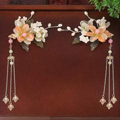 Chinese Style Flower Hair Clip With Pendant Bridal Wedding Hair Accessories